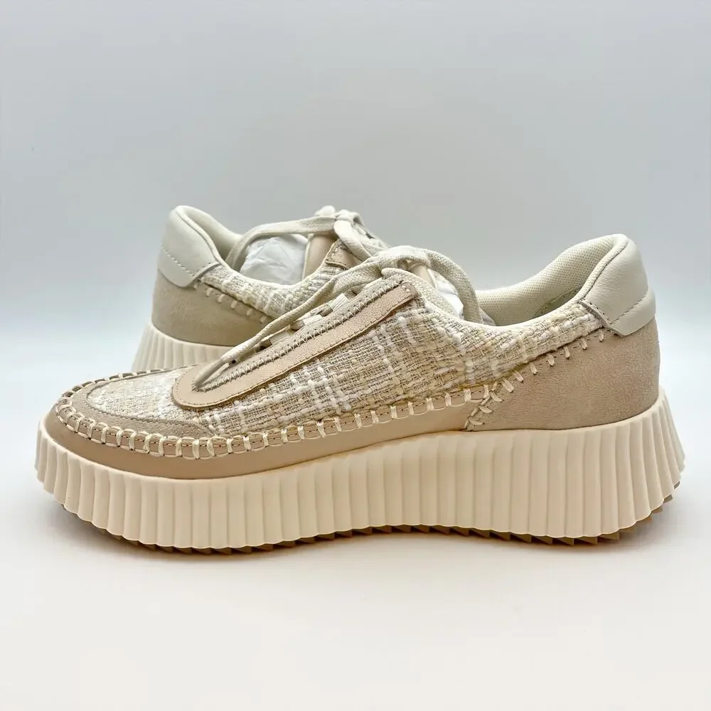 Dolce Vita Womens Dolen Sneaker US 8.5 Ivory Tan Leather Lace-Up Closure NIB - Picture 8 of 12